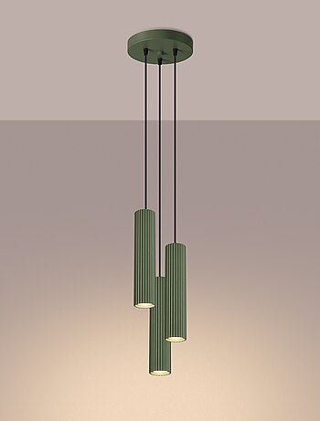 Suspension Aluminium Vert Olive GU10 3 Karbon