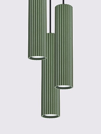 Suspension Aluminium Vert Olive GU10 3 Karbon