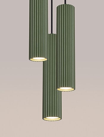 Suspension Aluminium Vert Olive GU10 3 Karbon