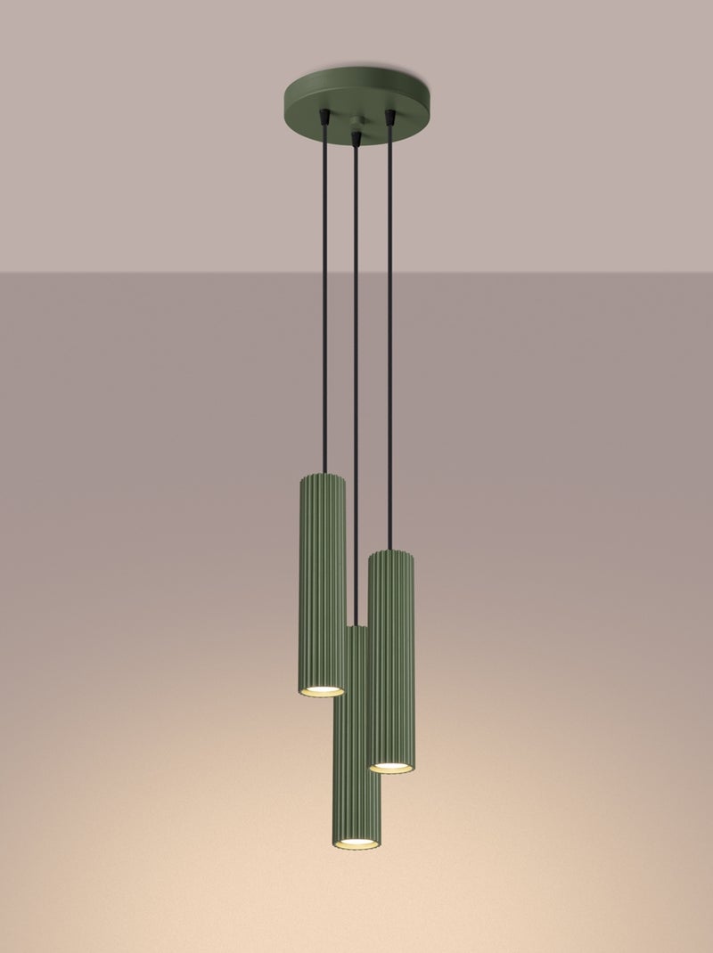 Suspension Aluminium Vert Olive GU10 3 Karbon Vert olive - Kiabi