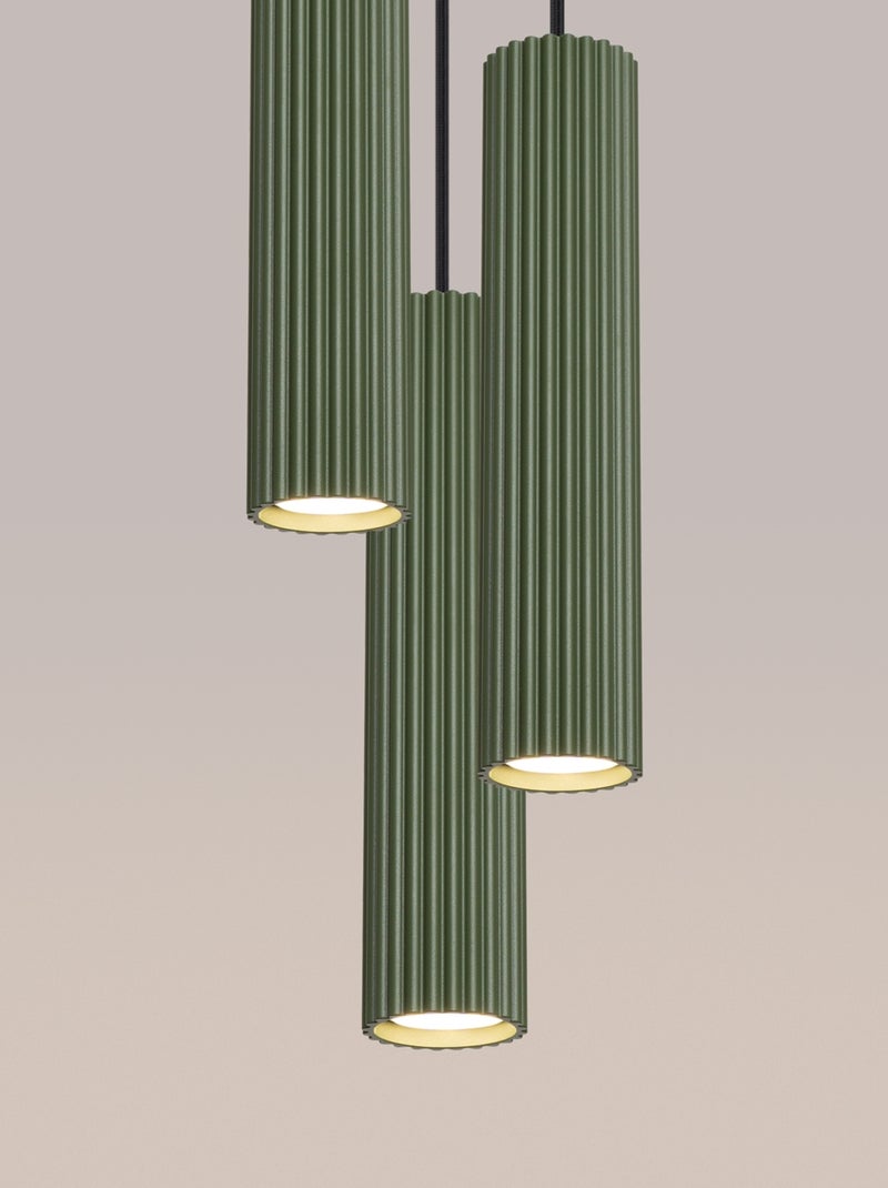 Suspension Aluminium Vert Olive GU10 3 Karbon Vert olive - Kiabi