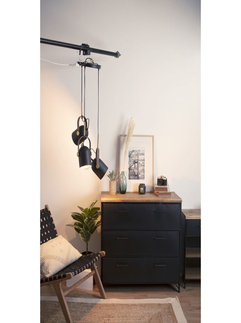 Suspension avec 3 lumières effet projecteur Noir - Kiabi