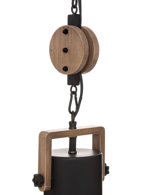 Suspension avec poulie en métal et bois - Kiabi