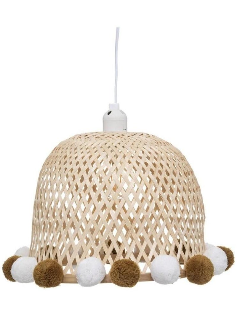 Suspension bambou pompons Beige - Kiabi