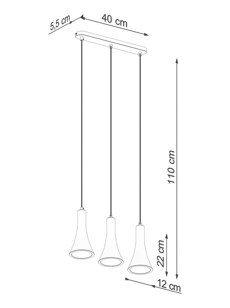 Suspension Béton Gris E14 3 Rea Line Gris - Kiabi