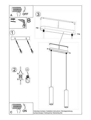 Suspension Béton Gris GU10 2 Luvo