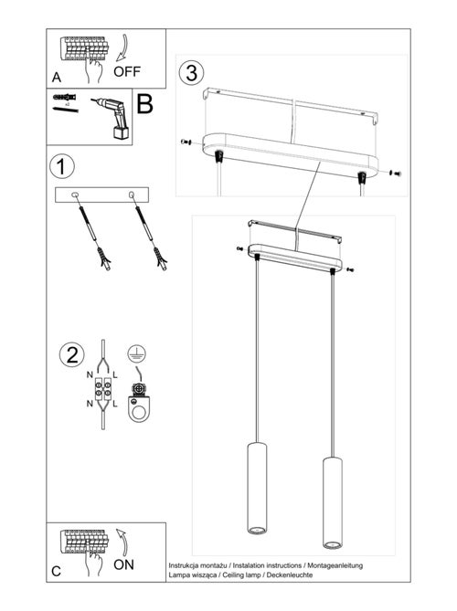 Suspension Béton Gris GU10 2 Luvo - Kiabi