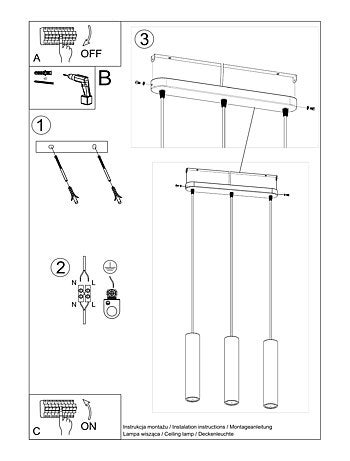 Suspension Béton Gris GU10 3 Luvo