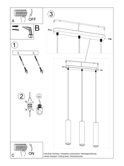 Suspension Béton Gris GU10 3 Luvo - Kiabi