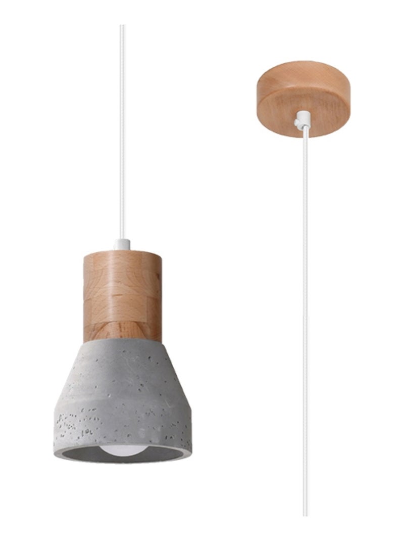 Suspension Béton Gris/Bois Naturel E27 1 Qubic Gris - Kiabi