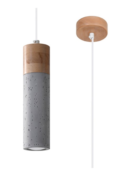 Suspension Béton Gris/Bois Naturel GU10 1 Zane - Kiabi