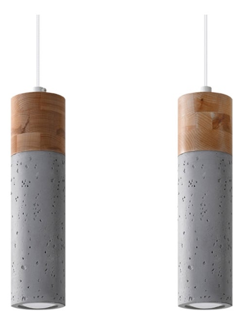 Suspension Béton Gris/Bois Naturel GU10 2 Zane - Kiabi