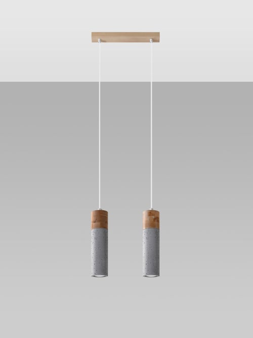 Suspension Béton Gris/Bois Naturel GU10 2 Zane - Kiabi