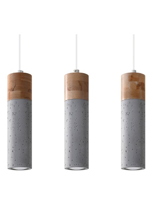 Suspension Béton Gris/Bois Naturel GU10 3 Zane - Kiabi