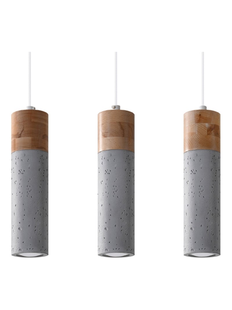 Suspension Béton Gris/Bois Naturel GU10 3 Zane Gris - Kiabi
