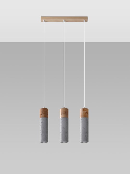 Suspension Béton Gris/Bois Naturel GU10 3 Zane - Kiabi