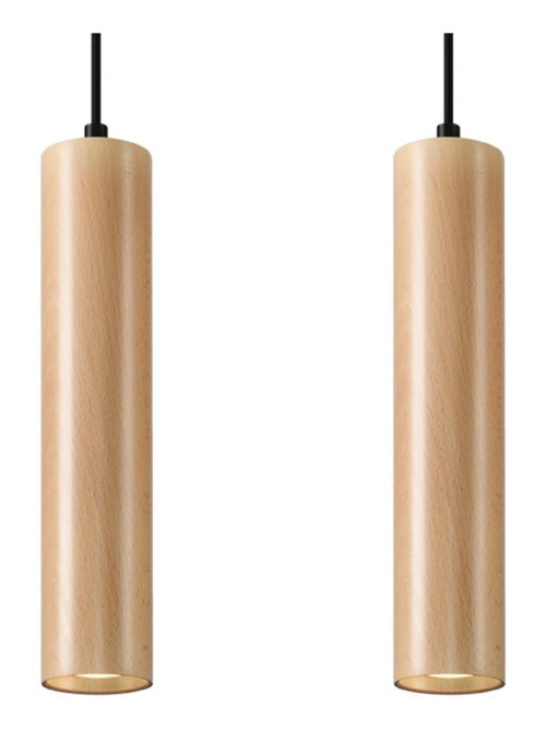 Suspension Bois Bois Naturel GU10 2 Lino Line - Kiabi