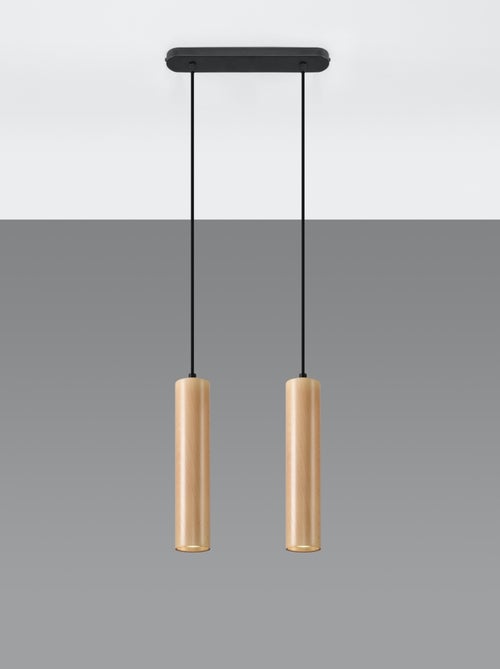 Suspension Bois Bois Naturel GU10 2 Lino Line - Kiabi