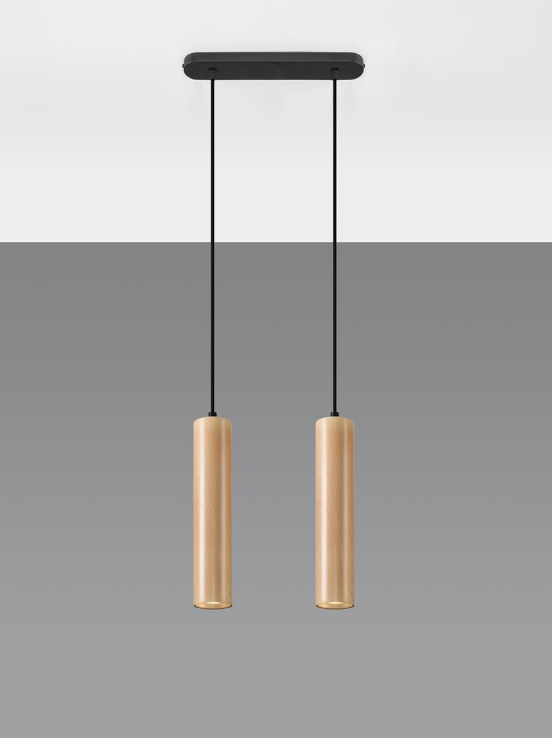 Suspension Bois Bois Naturel GU10 2 Lino Line Marron - Kiabi