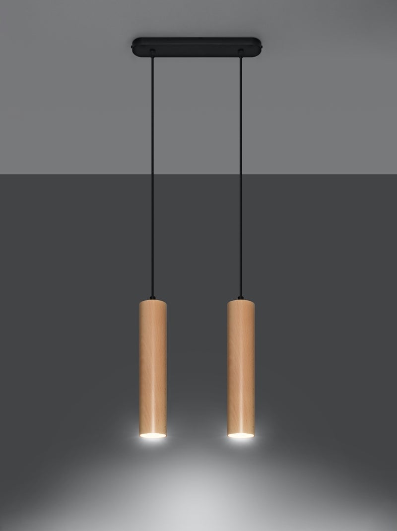 Suspension Bois Bois Naturel GU10 2 Lino Line Marron - Kiabi