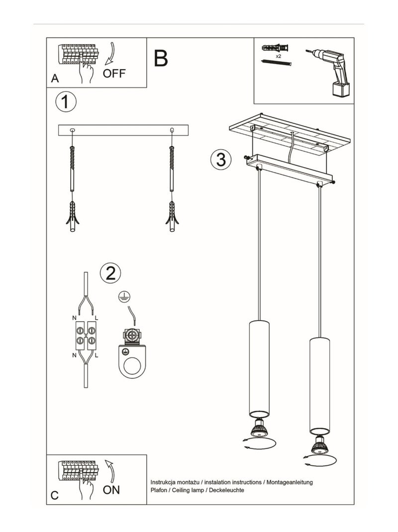 Suspension Bois Bois Naturel GU10 2 Lino Line Marron - Kiabi