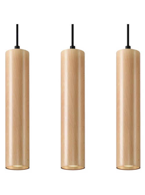 Suspension Bois Bois Naturel GU10 3 Lino Line - Kiabi
