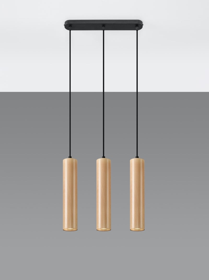 Suspension Bois Bois Naturel GU10 3 Lino Line Marron - Kiabi