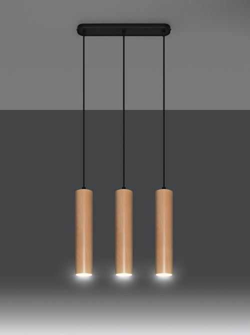 Suspension Bois Bois Naturel GU10 3 Lino Line - Kiabi