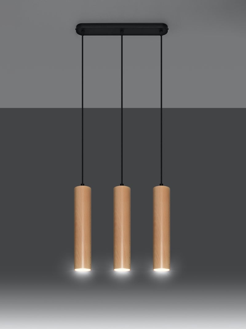 Suspension Bois Bois Naturel GU10 3 Lino Line Marron - Kiabi