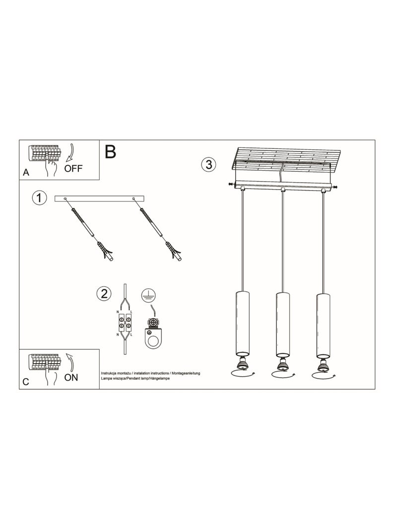 Suspension Bois Bois Naturel GU10 3 Lino Line Marron - Kiabi