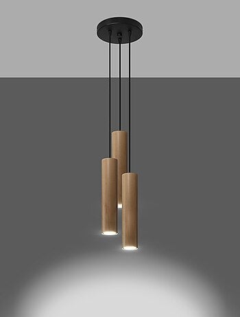 Suspension Bois Bois Naturel GU10 3 Lino