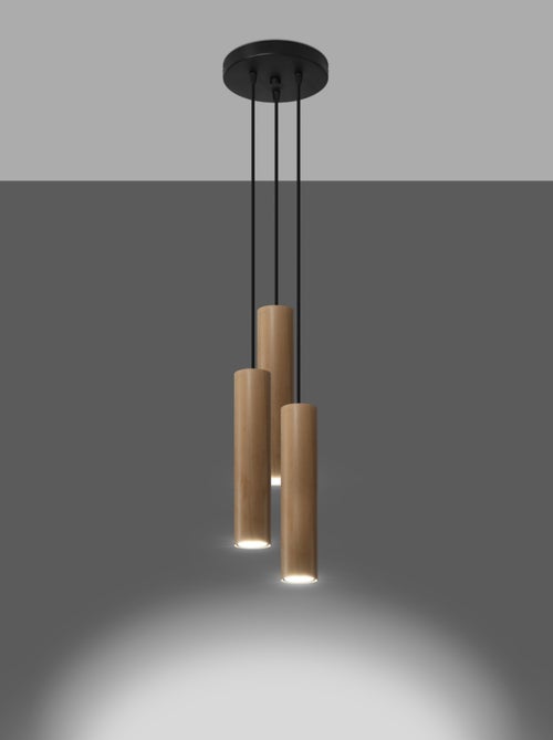 Suspension Bois Bois Naturel GU10 3 Lino - Kiabi