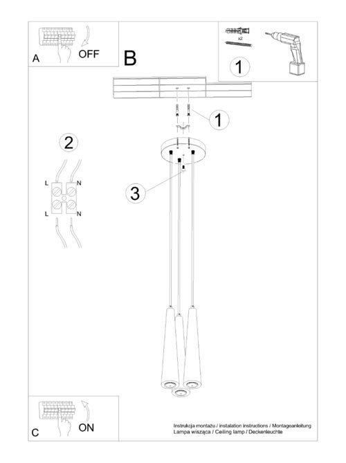 Suspension Bois Bois Naturel GU10 3 Sula - Kiabi