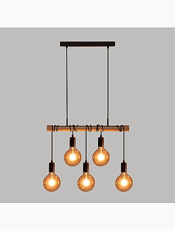 Suspension bois métal 5 lampes JAKE