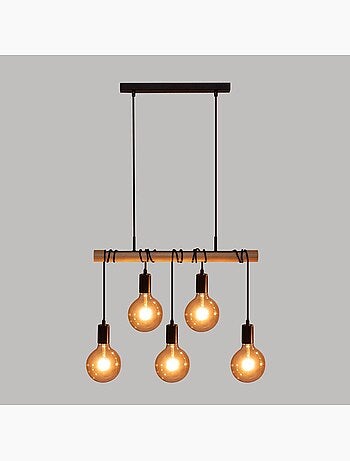 Suspension bois métal 5 lampes JAKE