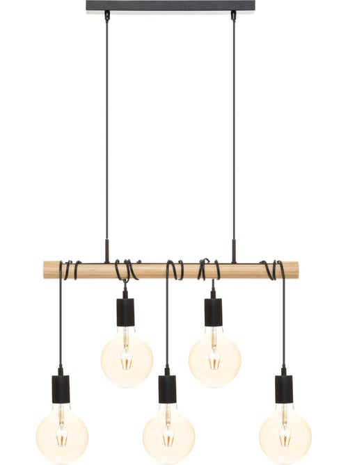 Suspension bois métal 5 lampes JAKE - Kiabi Suspension bois métal 5 lampes JAKE - Kiabi