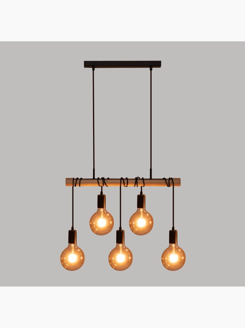 Suspension bois métal 5 lampes JAKE - Kiabi Suspension bois métal 5 lampes JAKE - Kiabi