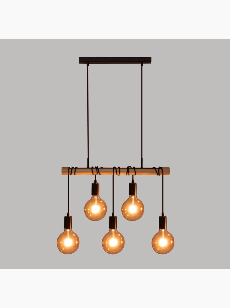 Suspension bois métal 5 lampes JAKE Noir - Kiabi