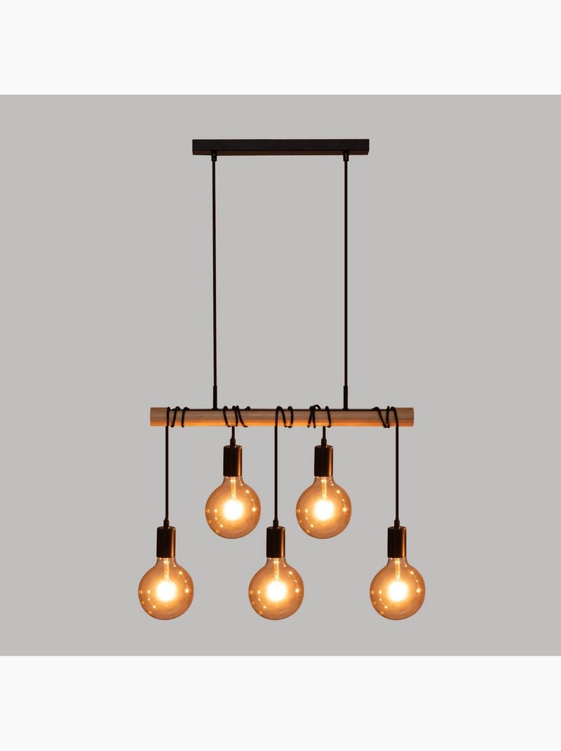 Suspension bois métal 5 lampes JAKE Noir - Kiabi