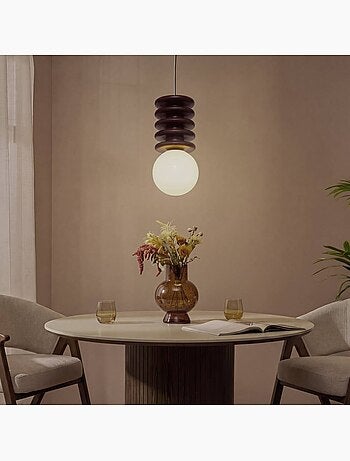 Suspension boule en manguier rochi