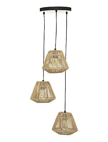 Suspension corde 3 lampes Jily naturel D20