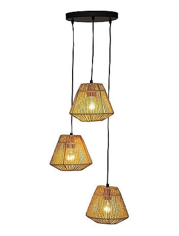 Suspension corde 3 lampes Jily naturel D20