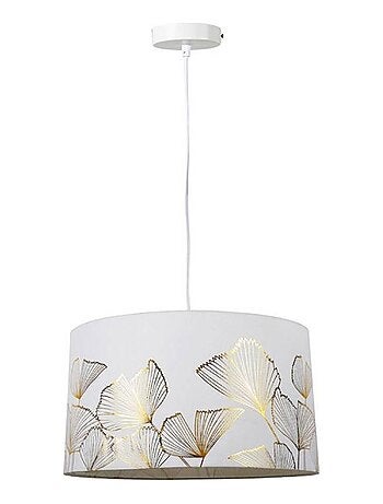 Suspension cylindrique Ginkgo blanc doré D40
