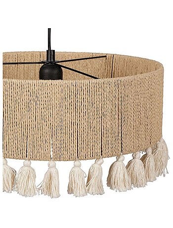Suspension cylindrique métal coton Charlotte noire beige