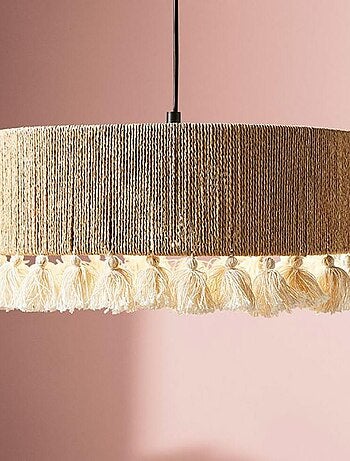 Suspension cylindrique métal coton Charlotte noire beige