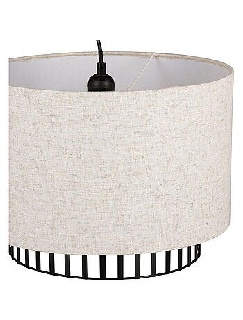 Suspension cylindrique métal lin Alma noire beige