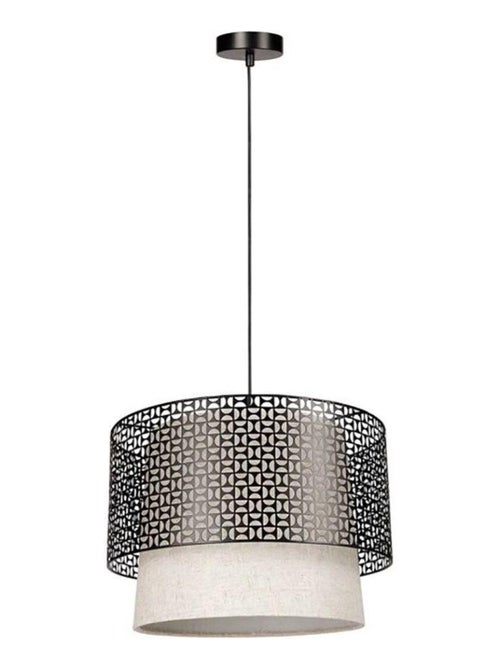 Suspension cylindrique métal lin Arsène noire beige - Kiabi