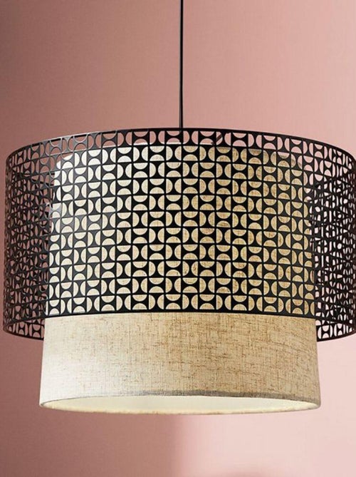Suspension cylindrique métal lin Arsène noire beige - Kiabi