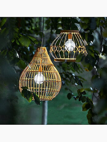 Suspension de jardin en rotin solaire, 47cm, Marron