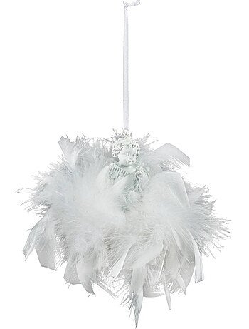 Suspension de noël plumes ange sur couronne